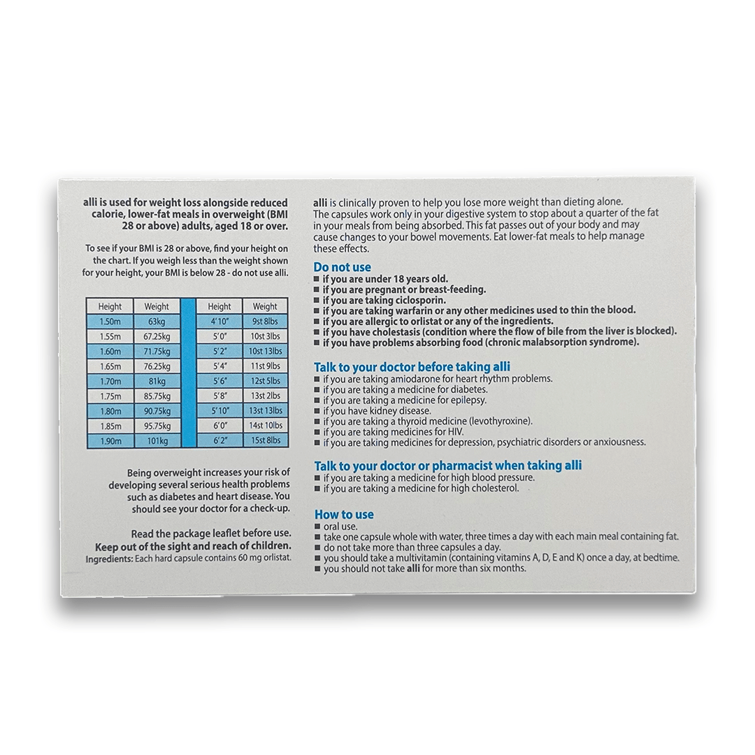 Alli 60mg Capsules - Médetone